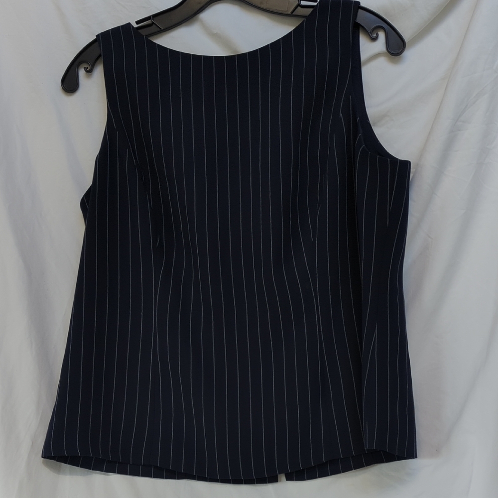 Elegant Navy Pinstripe Sleeveless Top